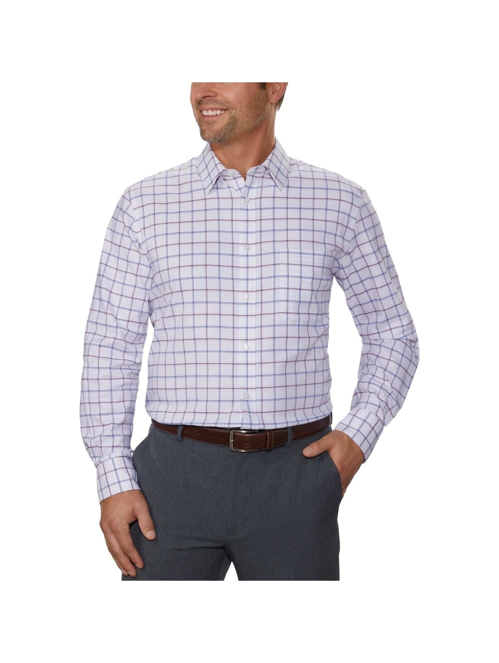 Tommy Hilfiger Men's Stretch Button Down Dress Shirt Plaid XL 17-17.5 36/37